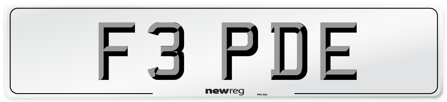 F3 PDE Number Plate from New Reg